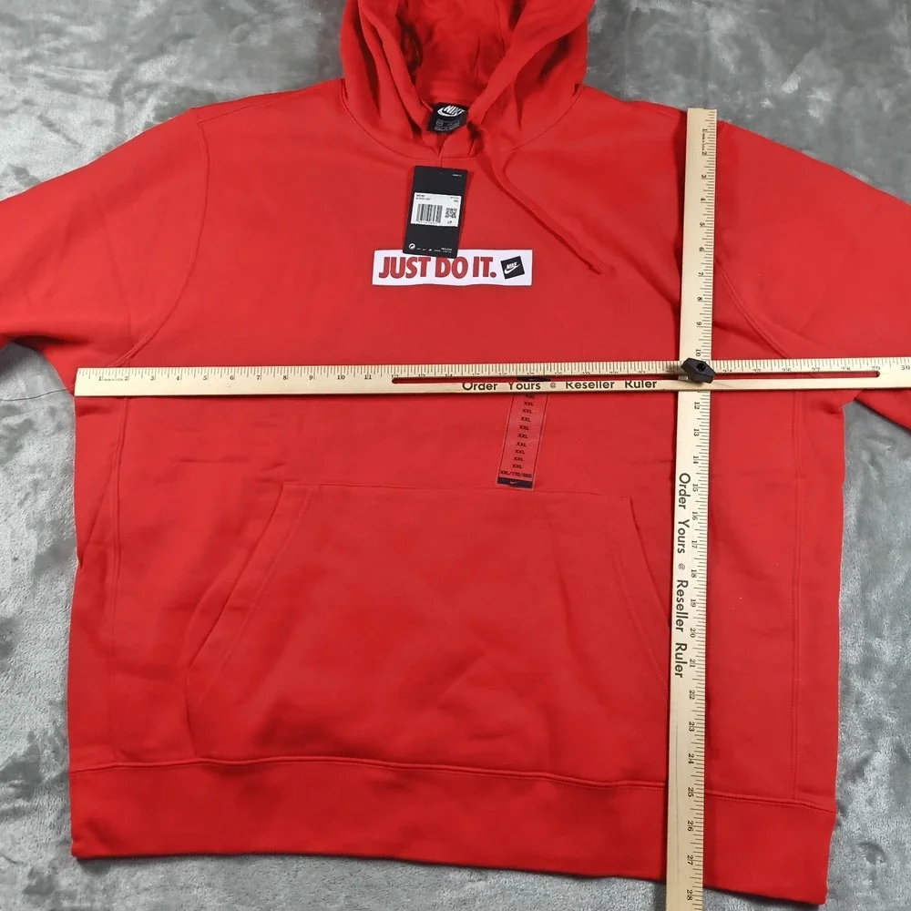 Nike Hoodie Mens XXL Red Just Do It Swoosh Logo Pullover Fleece BV5094 657 New